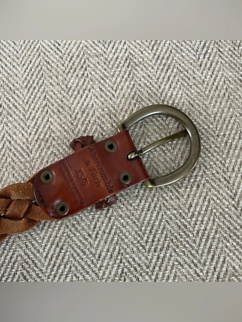 Abercrombie & Fitch Brown Braided Leather Belt XS Small - Picture 2 of 5
